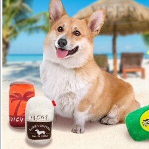 NEW Dog Puppy Squeaky Coffee Stuffed Toy